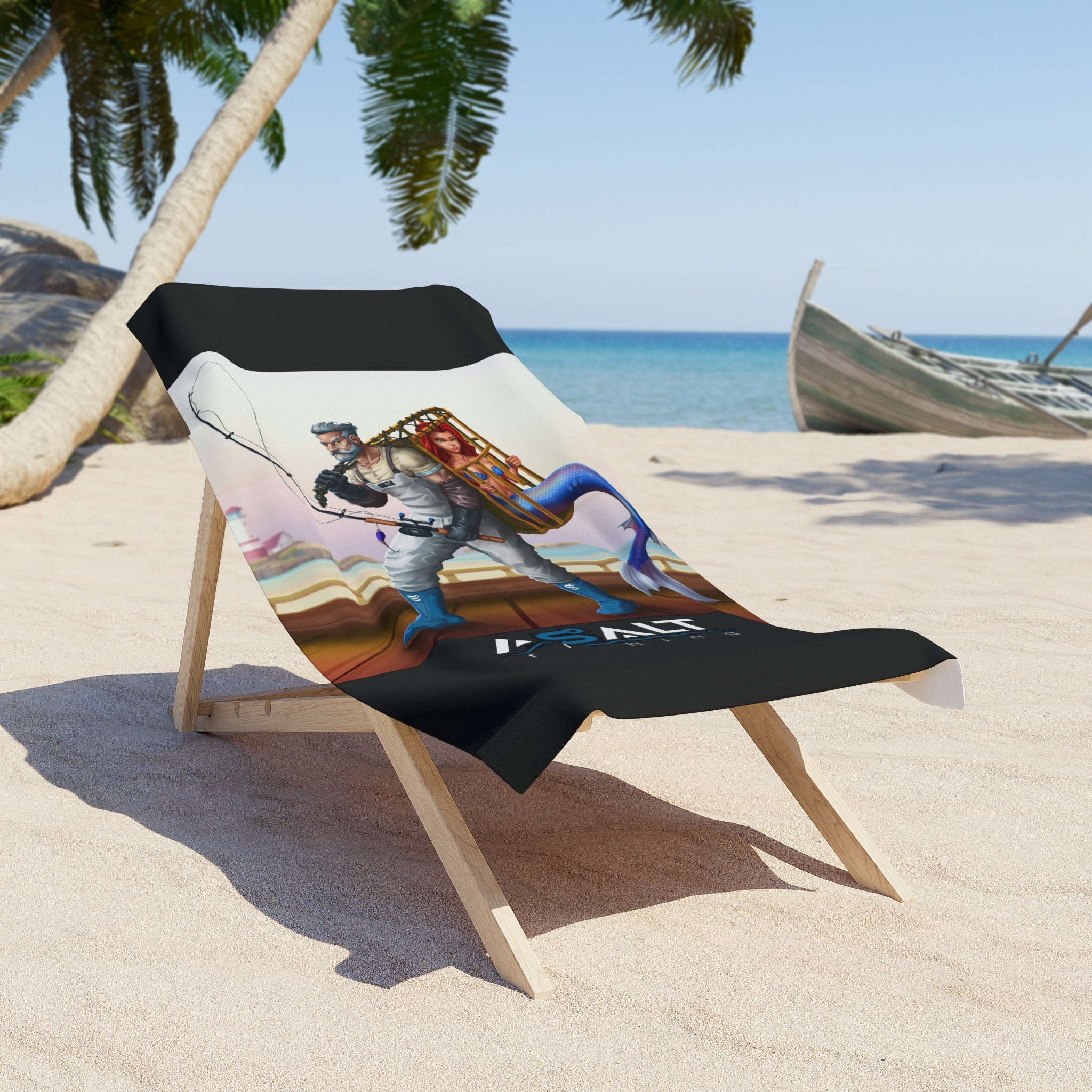 Fun Fishing Beach Towel - Vibrant Mermaid Design for Water Lovers