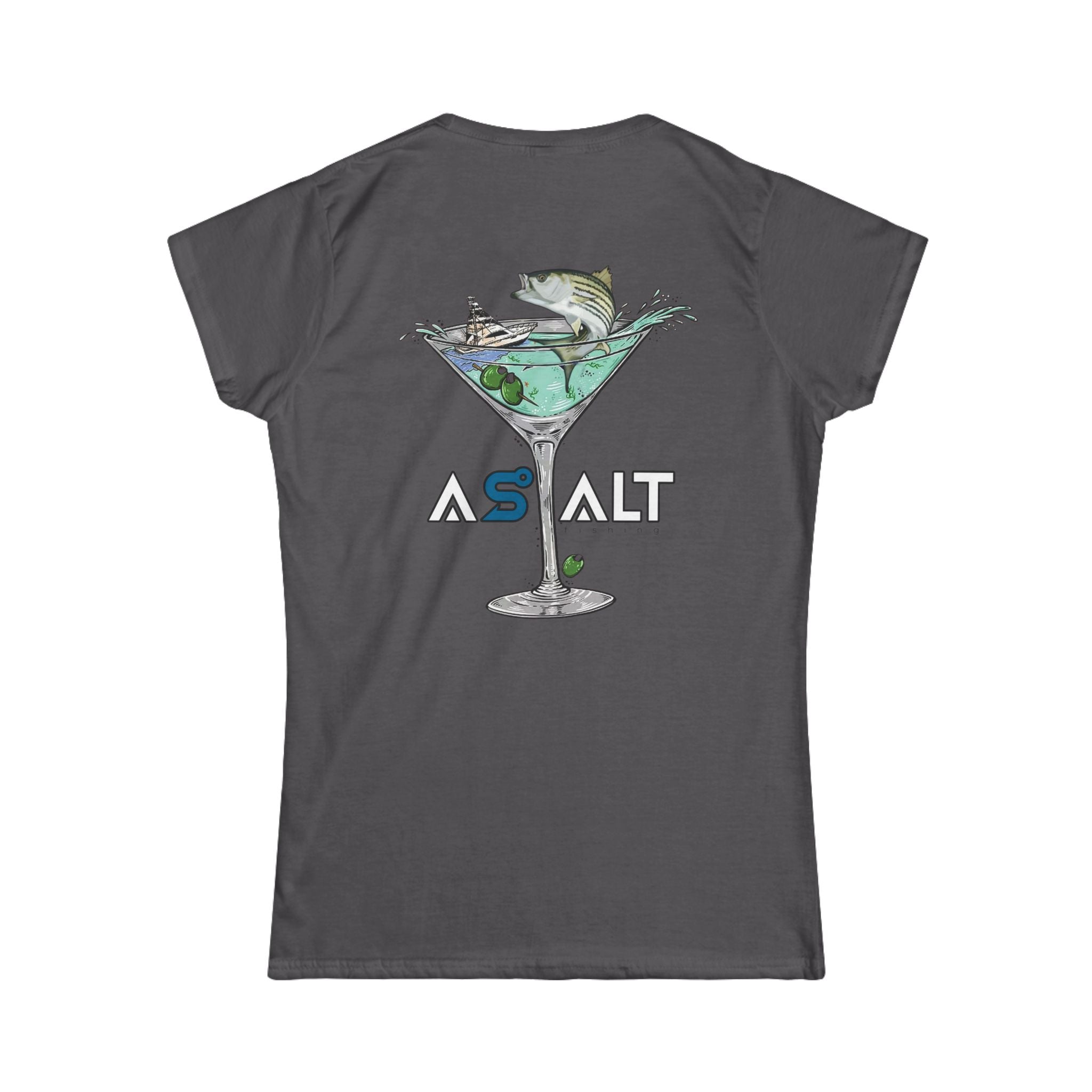 ASALT Women's Softstyle Tee - Fun Fish Martini Graphic T-Shirt