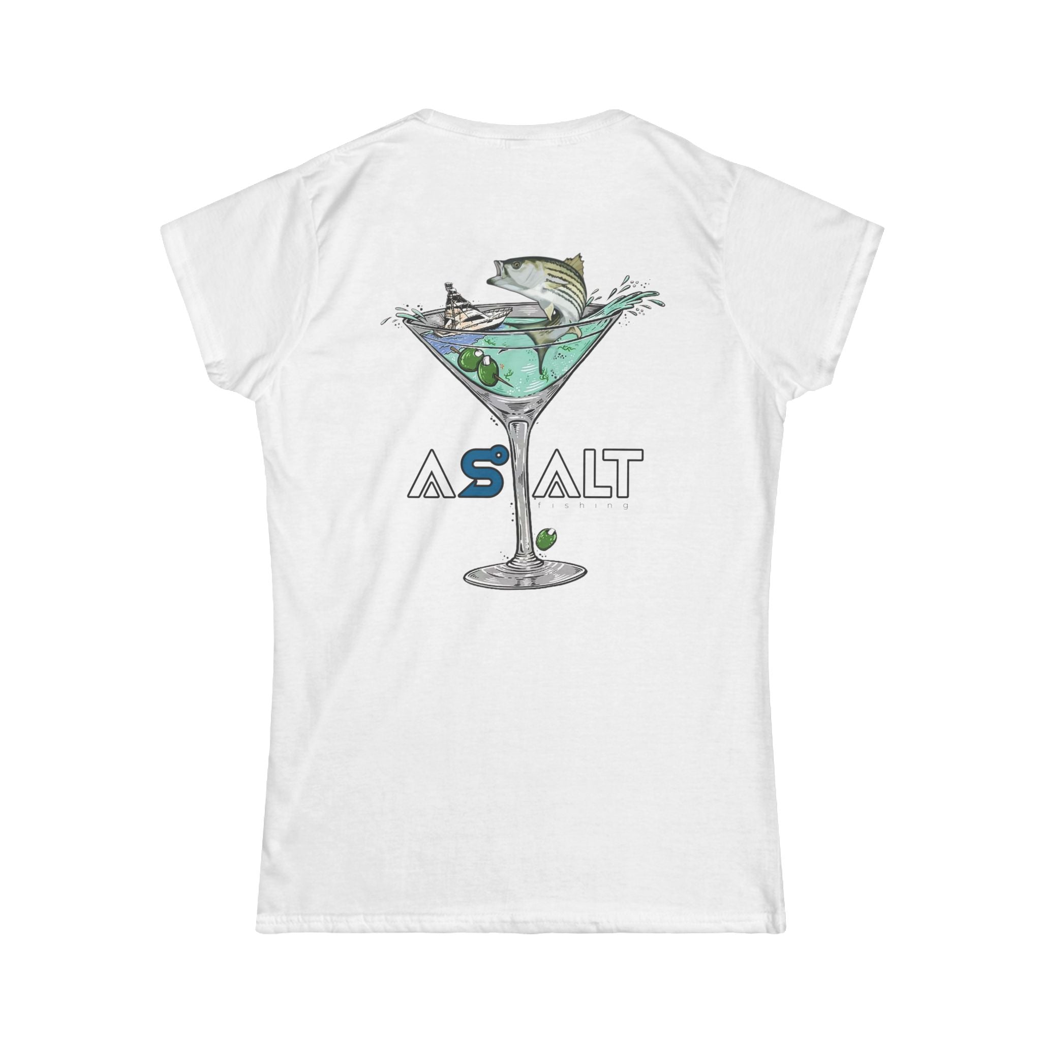 ASALT Women's Softstyle Tee - Fun Fish Martini Graphic T-Shirt