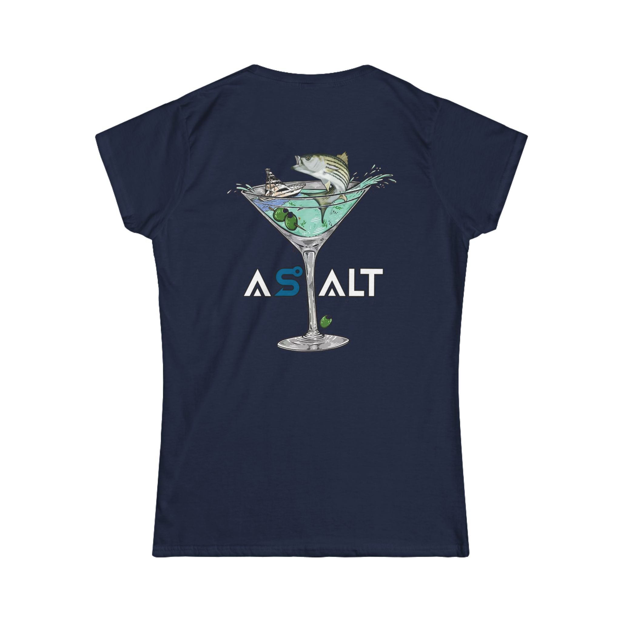 ASALT Women's Softstyle Tee - Fun Fish Martini Graphic T-Shirt