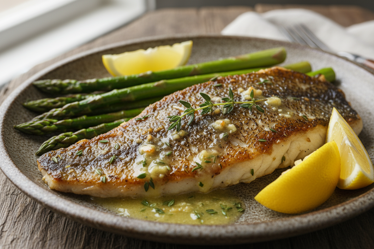 Pan-Seared Striped Bass with Lemon Herb Butter