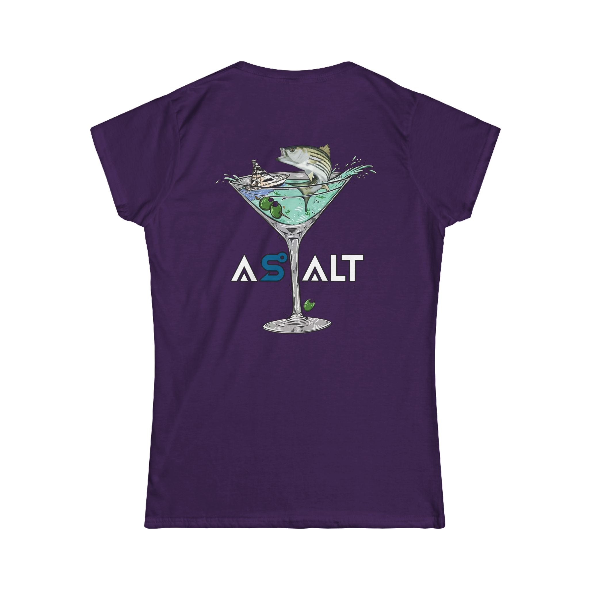 ASALT Women's Softstyle Tee - Fun Fish Martini Graphic T-Shirt