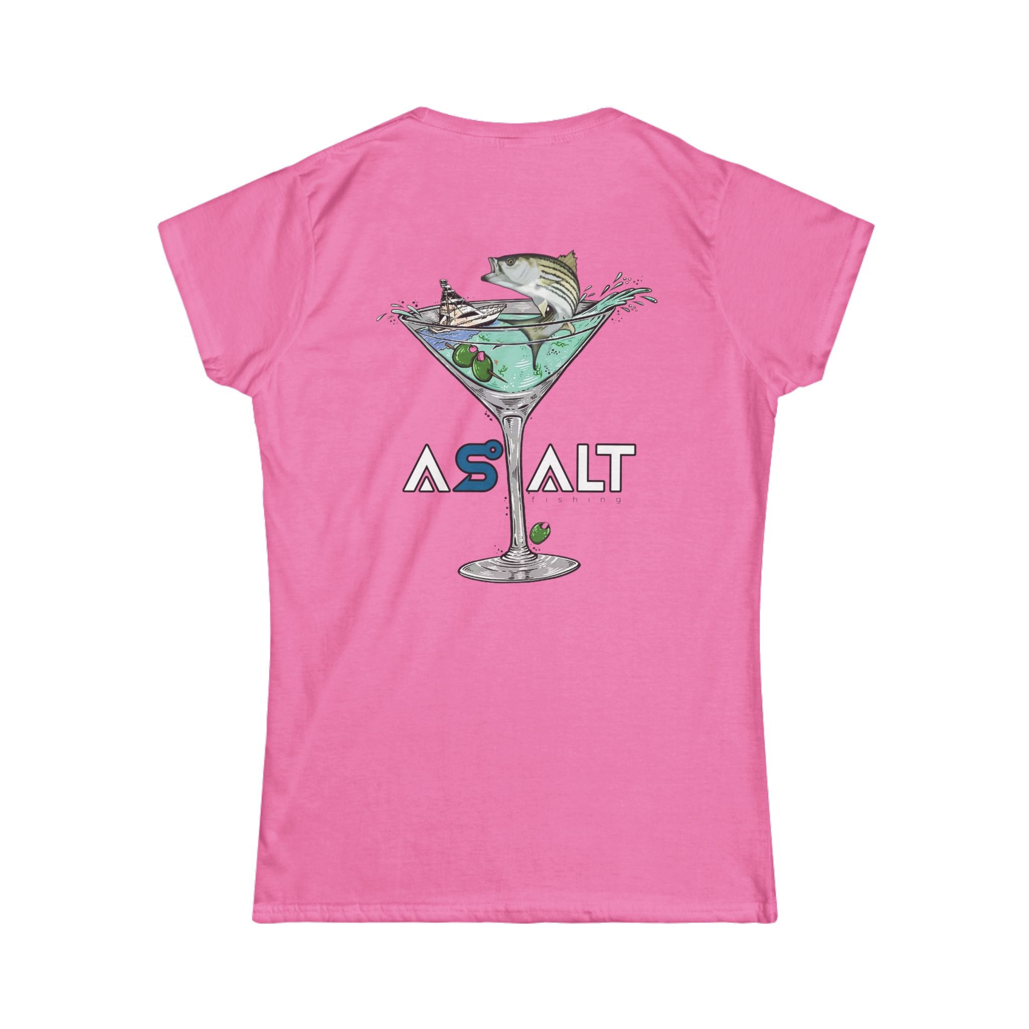 ASALT Women's Softstyle Tee - Fun Fish Martini Graphic T-Shirt