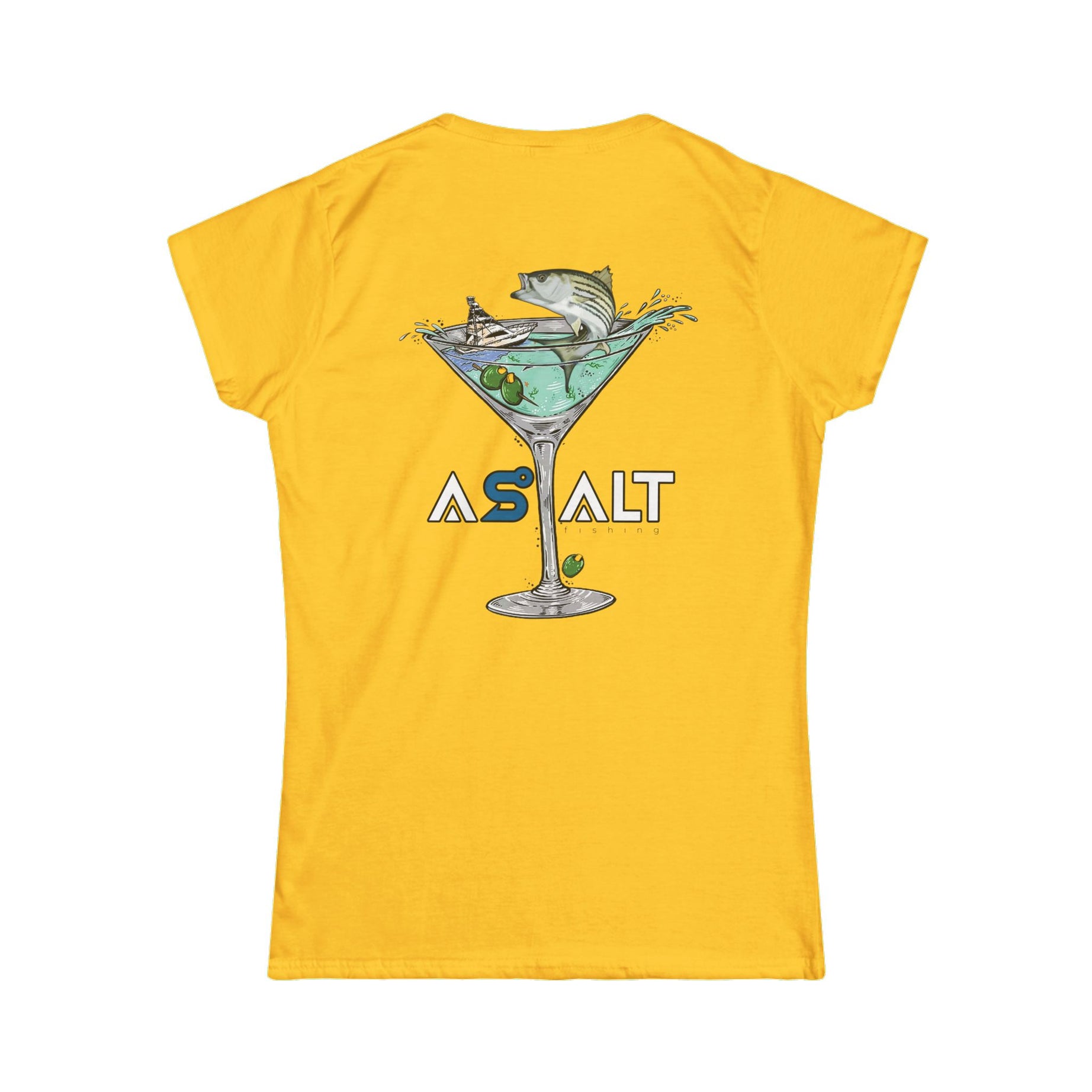 ASALT Women's Softstyle Tee - Fun Fish Martini Graphic T-Shirt