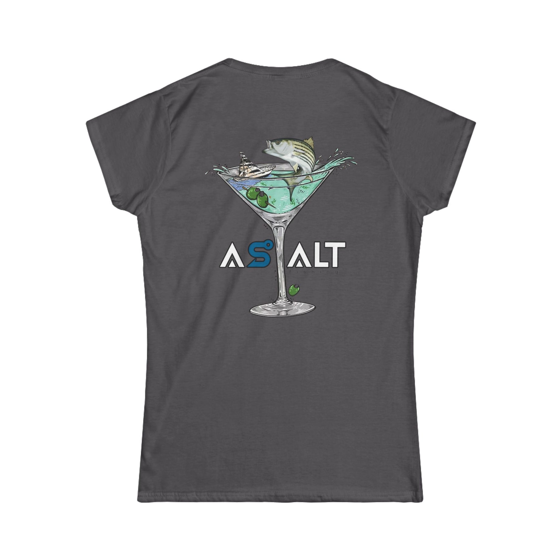 ASALT Women's Softstyle Tee - Fun Fish Martini Graphic T-Shirt