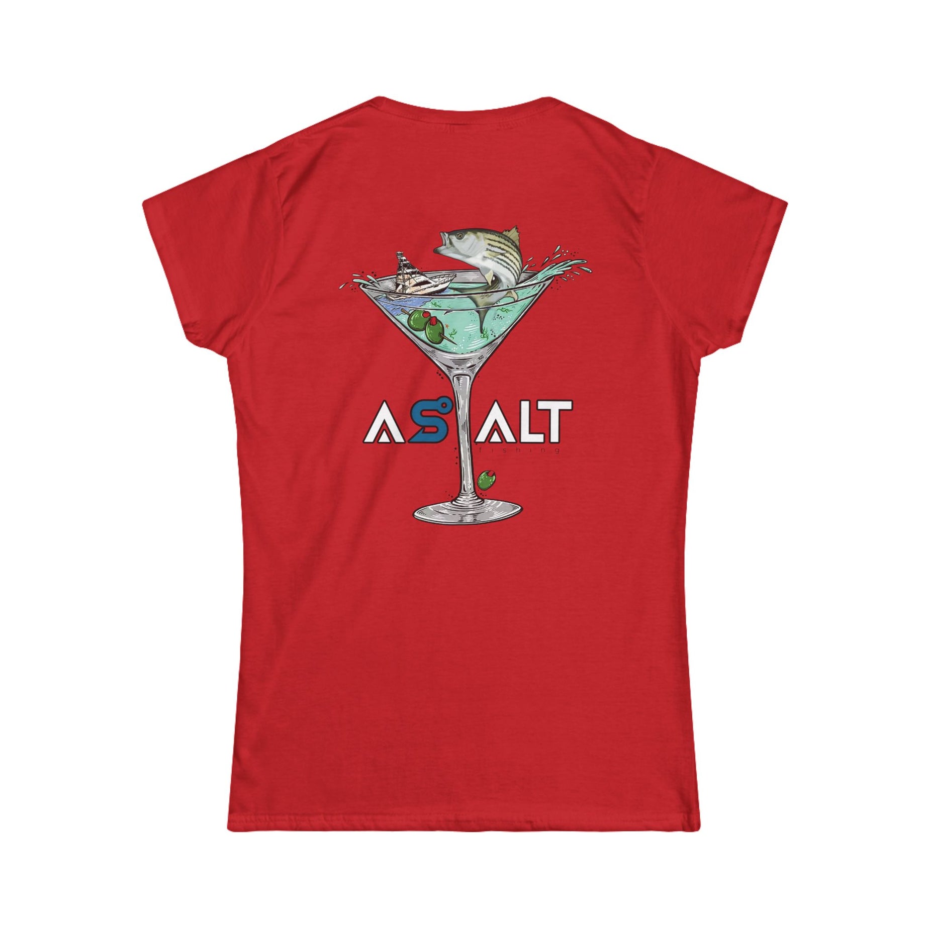 ASALT Women's Softstyle Tee - Fun Fish Martini Graphic T-Shirt