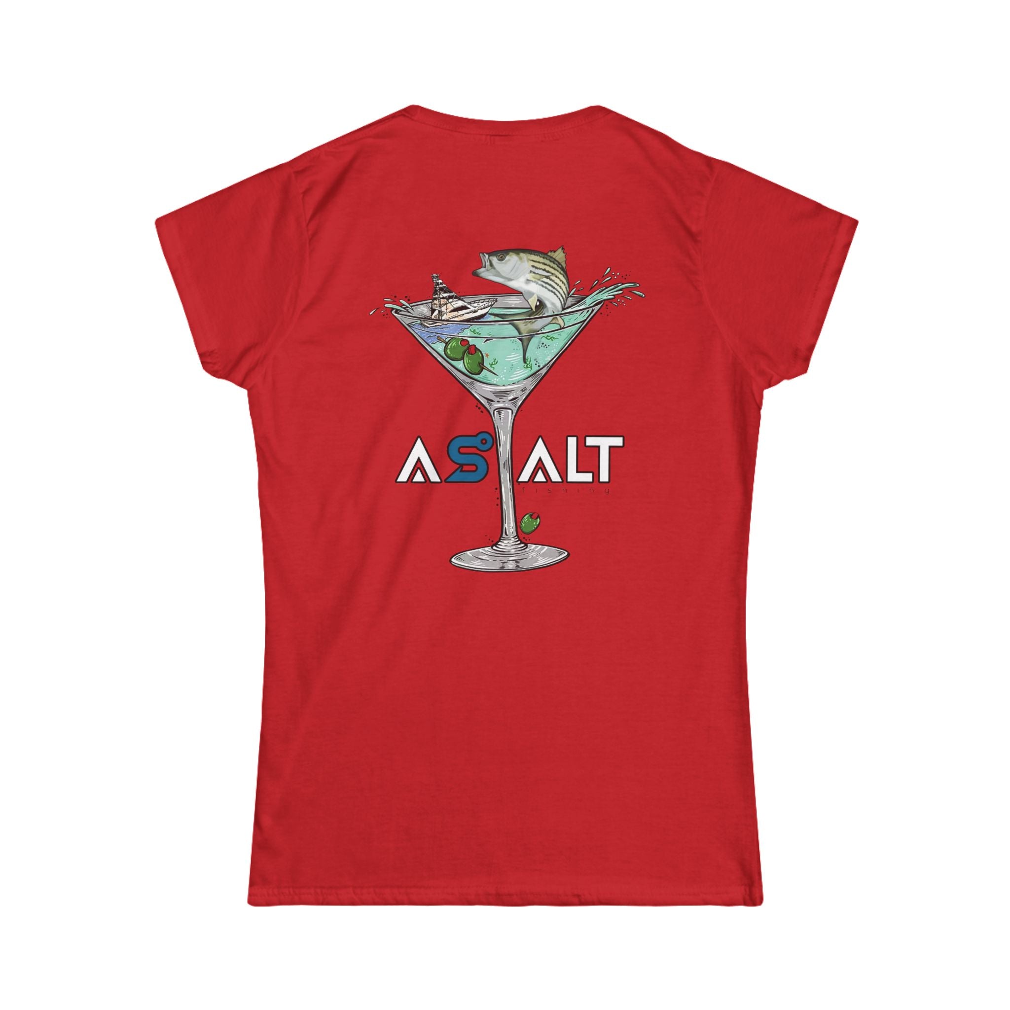 ASALT Women's Softstyle Tee - Fun Fish Martini Graphic T-Shirt