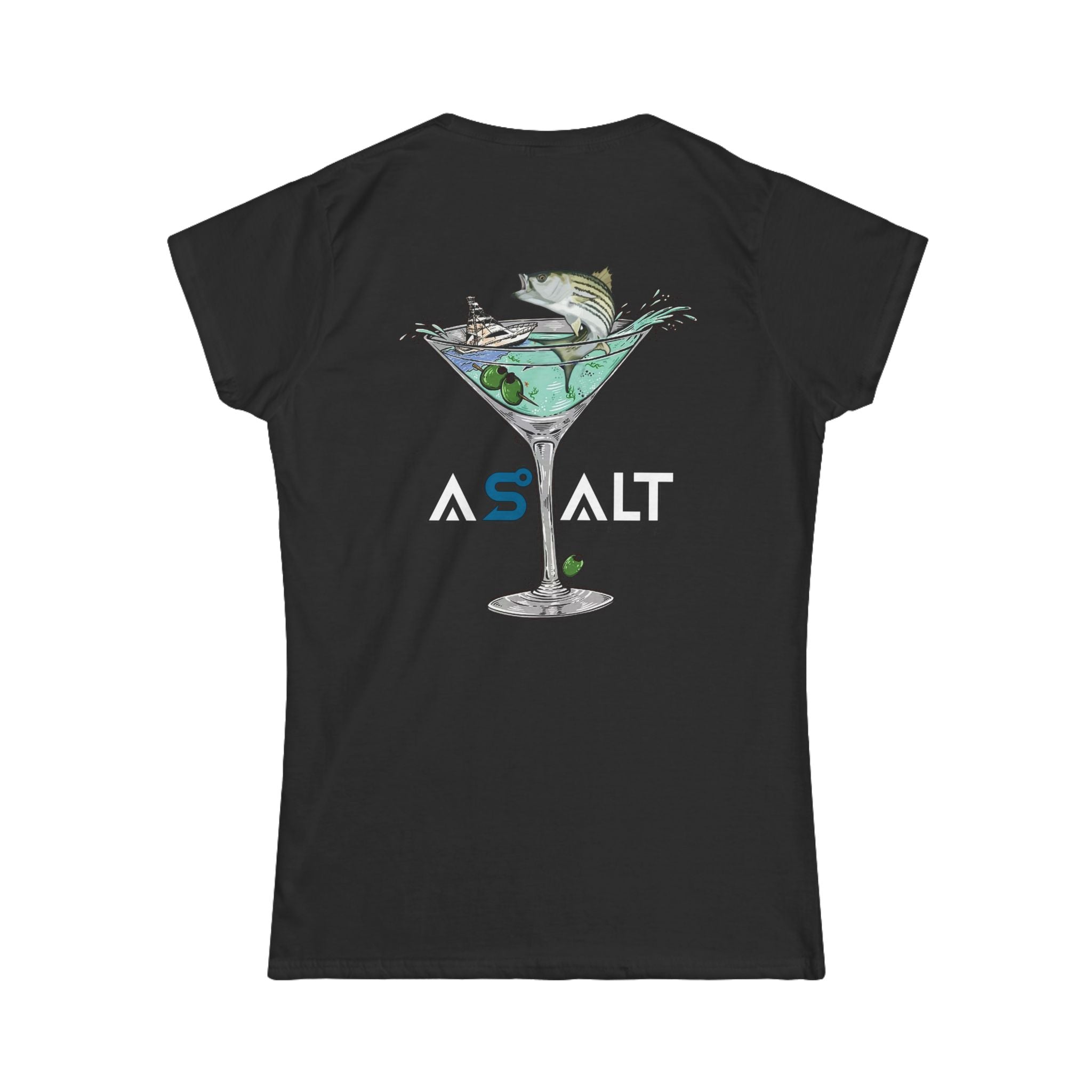 ASALT Women's Softstyle Tee - Fun Fish Martini Graphic T-Shirt