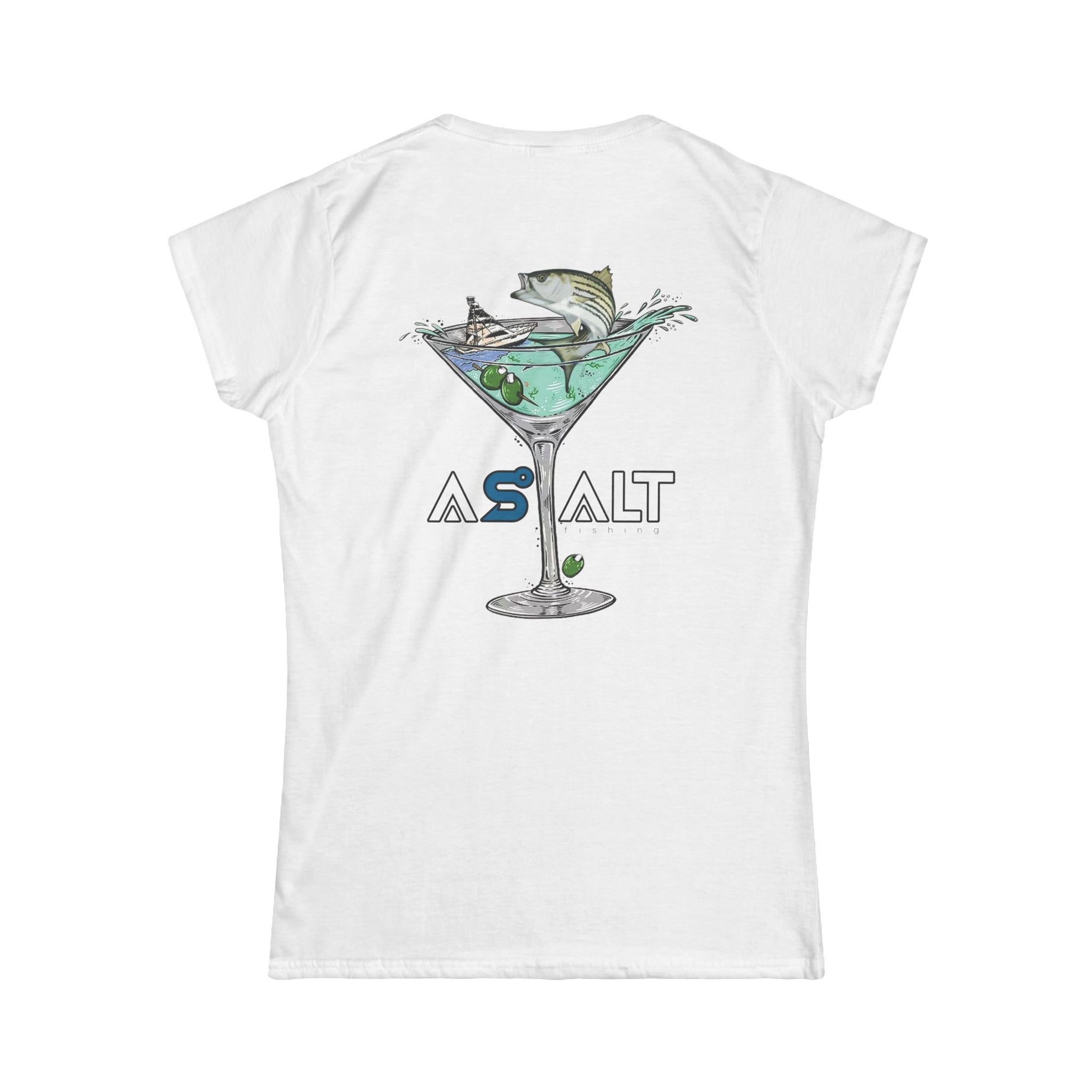 ASALT Women's Softstyle Tee - Fun Fish Martini Graphic T-Shirt